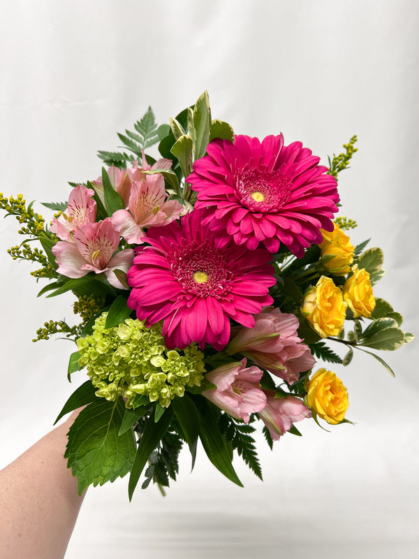 The pink and yellow bouquet